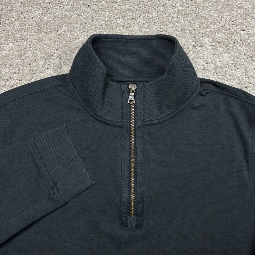 Rhone Mens Quarter Zip Pullover Charcoal Gray Cashmere‎ Silk Blend Size Medium